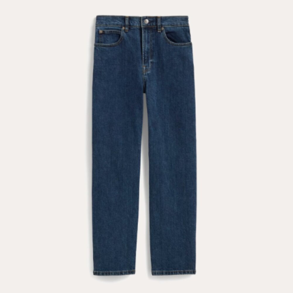 Everlane Straight-Leg Jeans in Dark Blue Denim